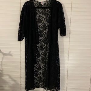 Sheer floral black duster